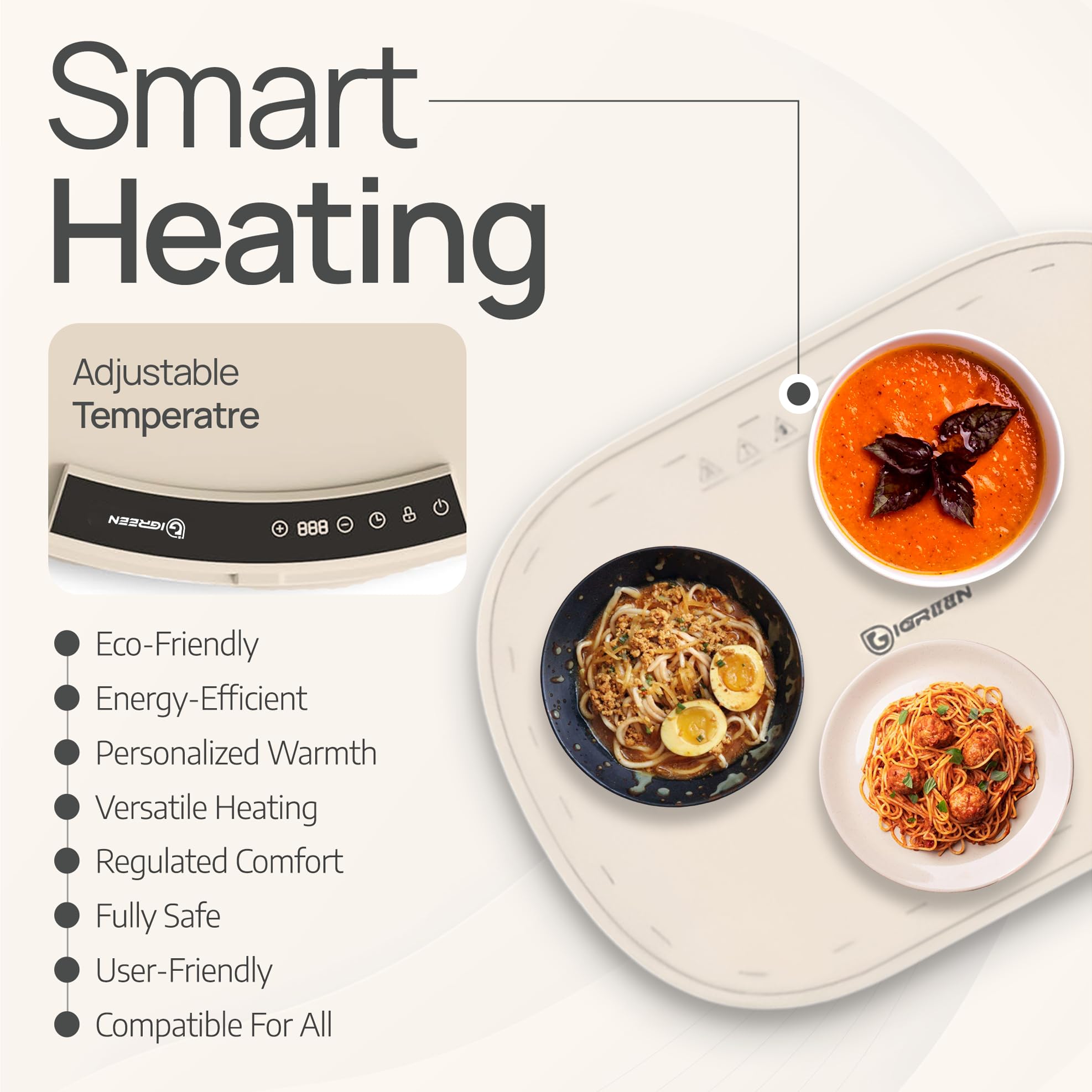 IGREEN Food Warming Mat – Portable Electric Warming Tray, Rollable Silicone Heating Pad with 3 Heat Settings & Auto Shut-Off – Buffet & Kitchen Food Warmer for Parties, Family Meals & Everyday Use