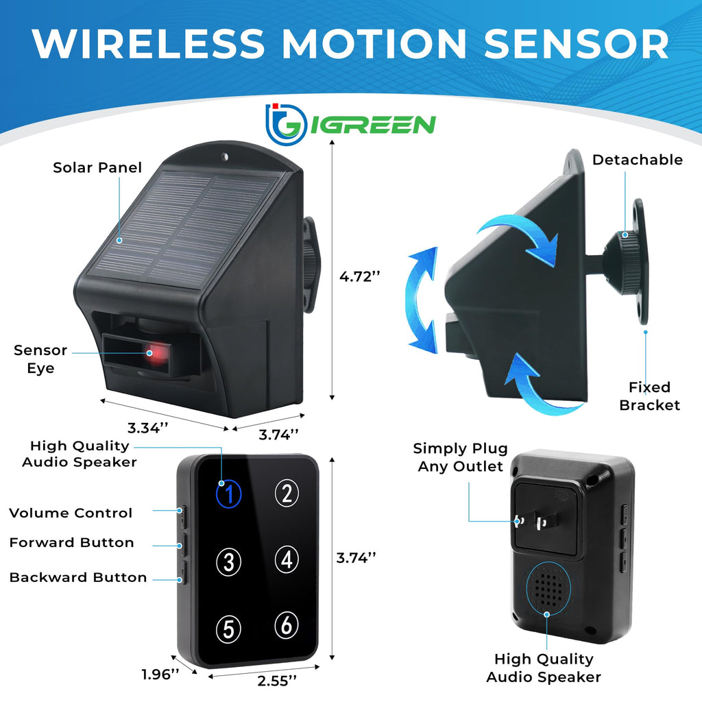 IGREEN Solar Wireless Driveway Alarm