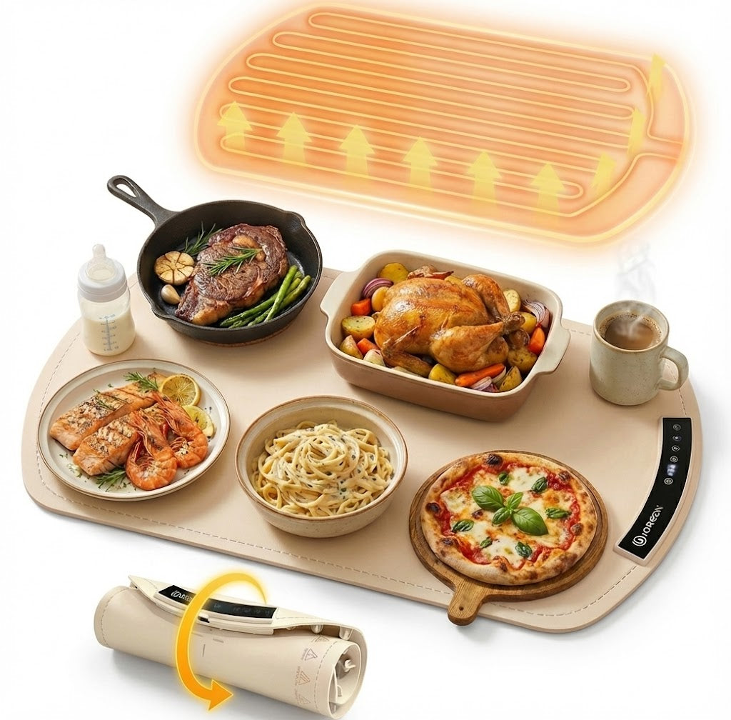 IGREEN Food Warming Mat – Portable Electric Warming Tray, Rollable Silicone Heating Pad with 3 Heat Settings & Auto Shut-Off – Buffet & Kitchen Food Warmer for Parties, Family Meals & Everyday Use